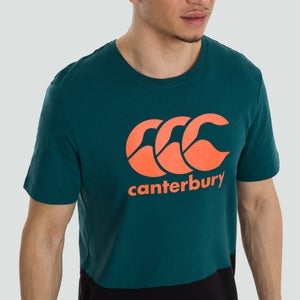 Mens Colour Block Logo Tee Green