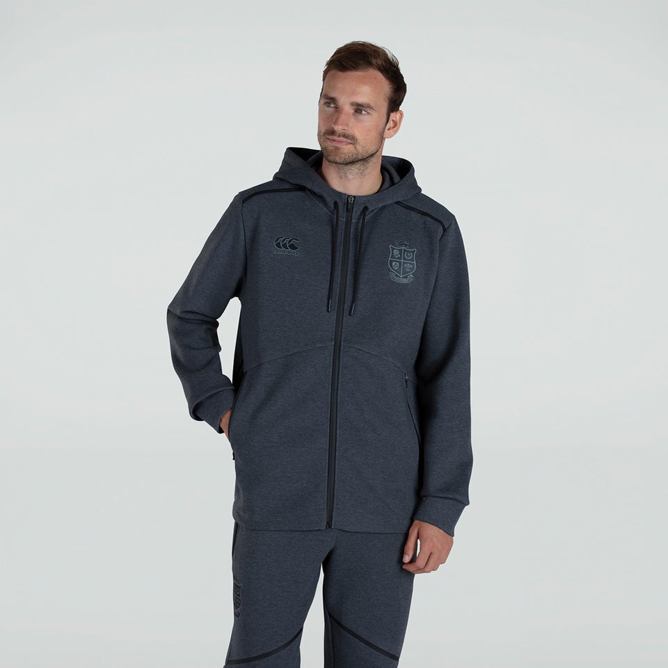 Mens British & Irish Lions Full Zip Tech Hoody Grey