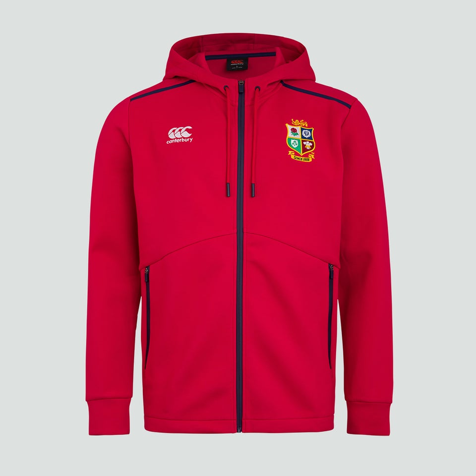 Mens British & Irish Lions Full Zip Tech Hoody Red
