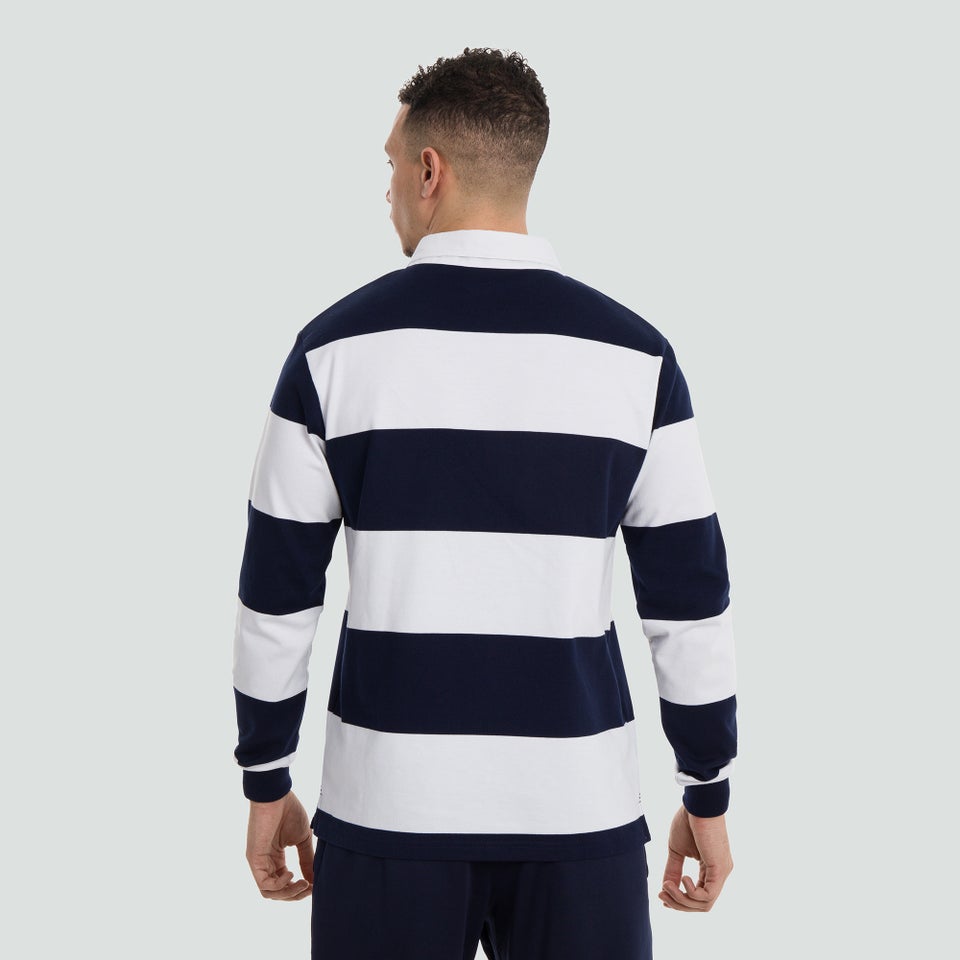 Mens Long Sleeved Retro Hooped Jersey White