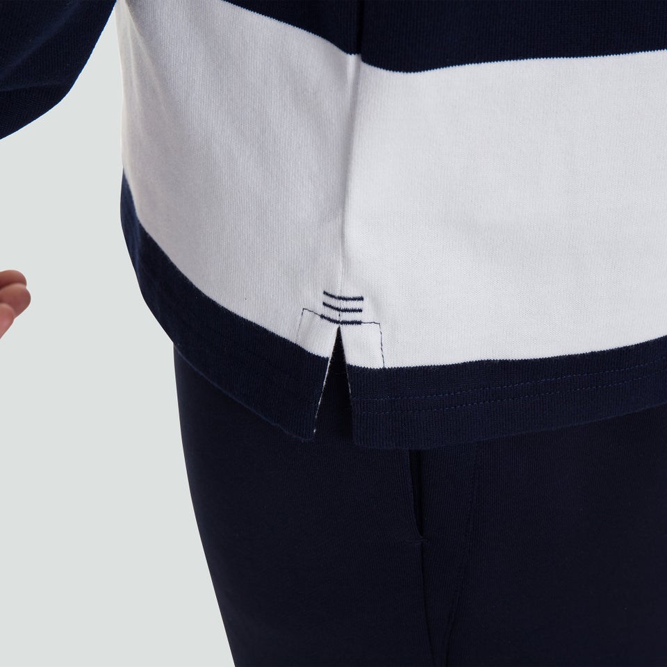 Mens Long Sleeved Retro Hooped Jersey White