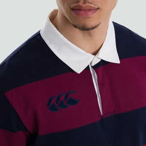 Mens Long Sleeved Retro Hooped Jersey Red