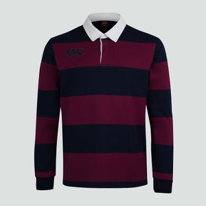 Mens Long Sleeved Retro Hooped Jersey Red