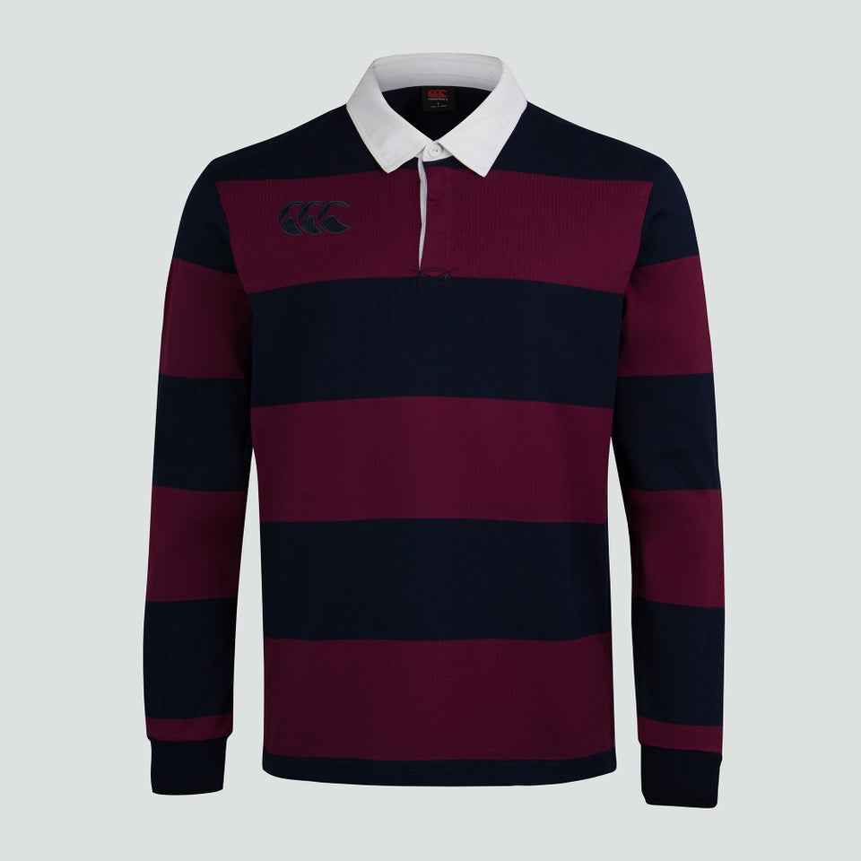Mens Long Sleeved Retro Hooped Jersey Red