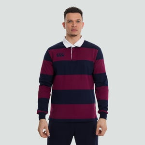 Mens Long Sleeved Retro Hooped Jersey Red