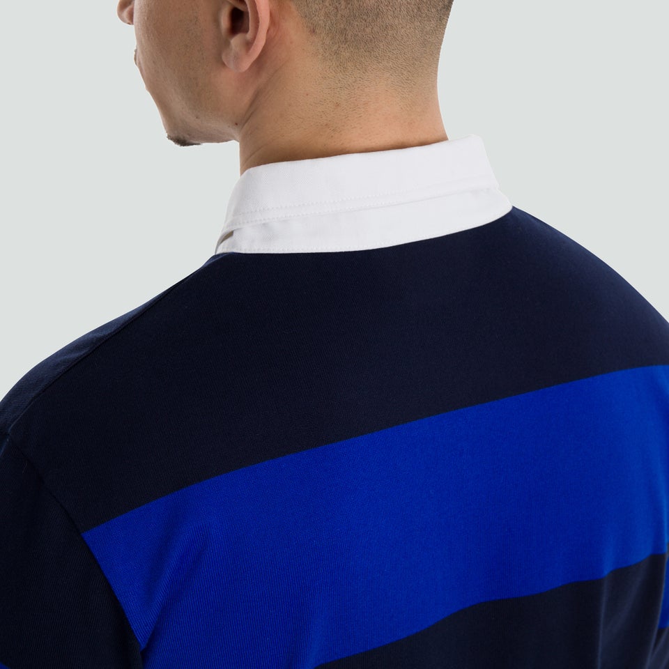 Mens Long Sleeved Retro Hooped Jersey Blue