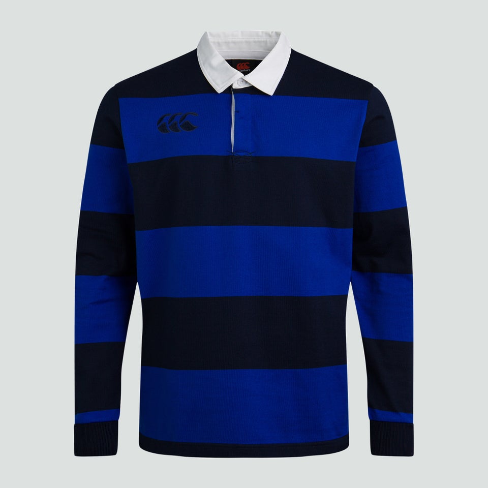 Mens Long Sleeved Retro Hooped Jersey Blue