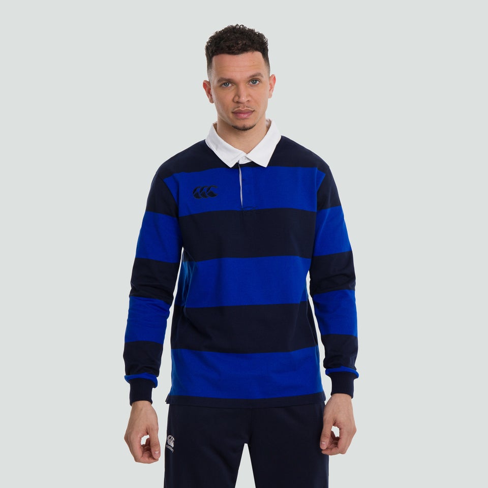 Mens Long Sleeved Retro Hooped Jersey Blue