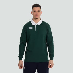 MENS LONG SLEEVED RETRO JERSEY GREEN - XS