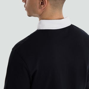 Mens Long Sleeve Retro Rugby Jersey in Black