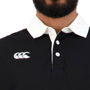 Mens Long Sleeve Retro Rugby Jersey in Black