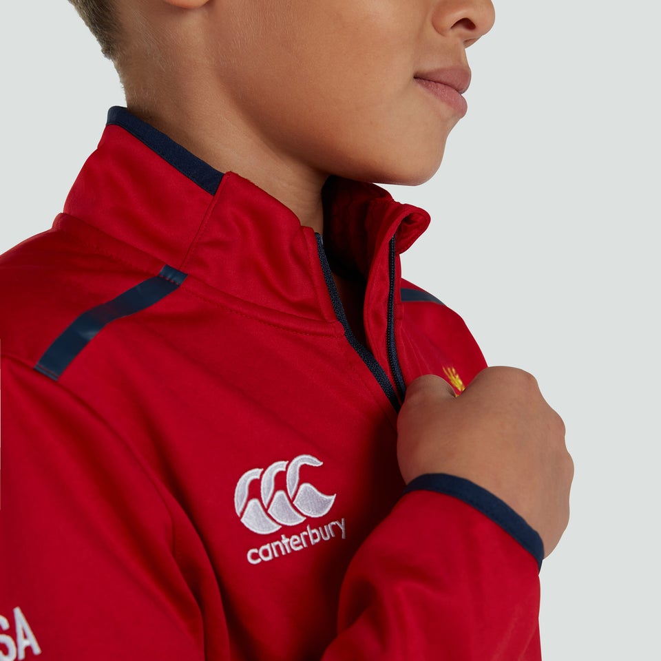Junior Unisex British & Irish Lions Thermoreg 1/4 Zip Fleece Red
