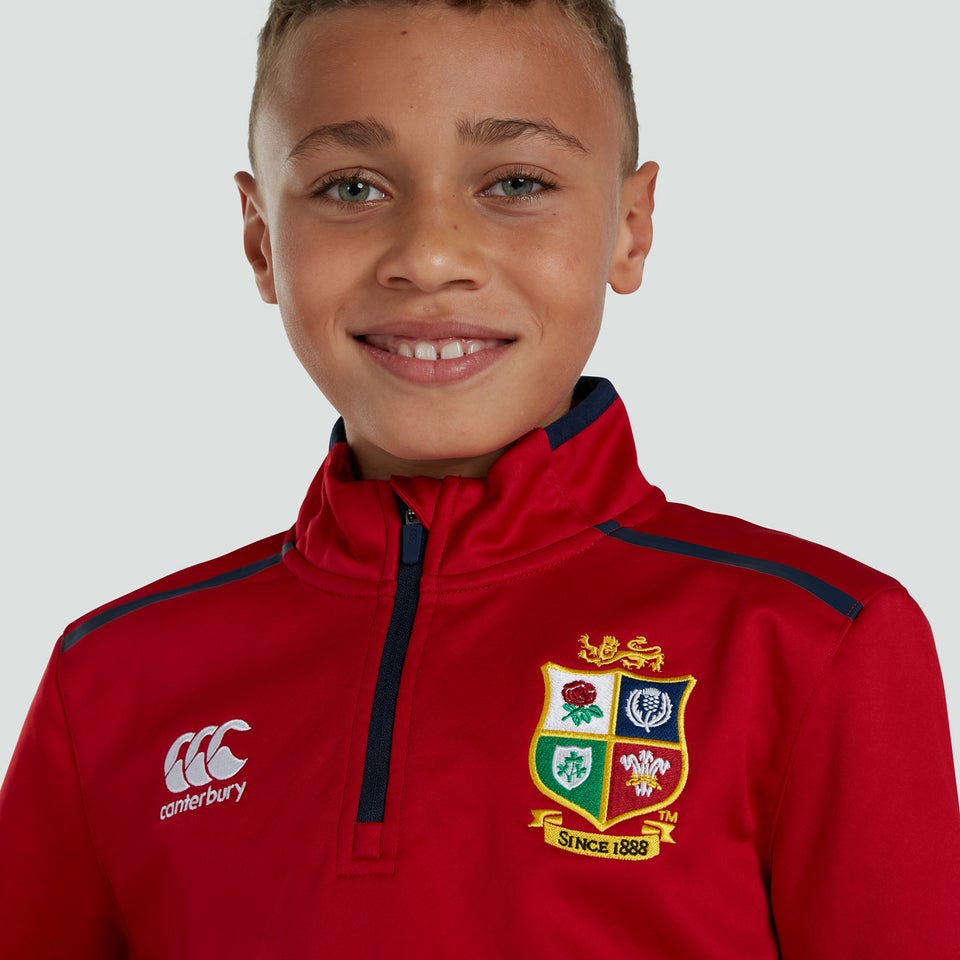 Junior Unisex British & Irish Lions Thermoreg 1/4 Zip Fleece Red