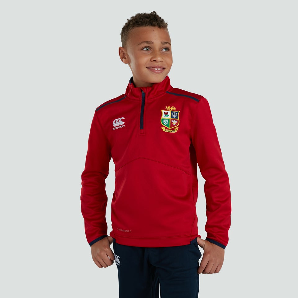 Junior Unisex British & Irish Lions Thermoreg 1/4 Zip Fleece Red