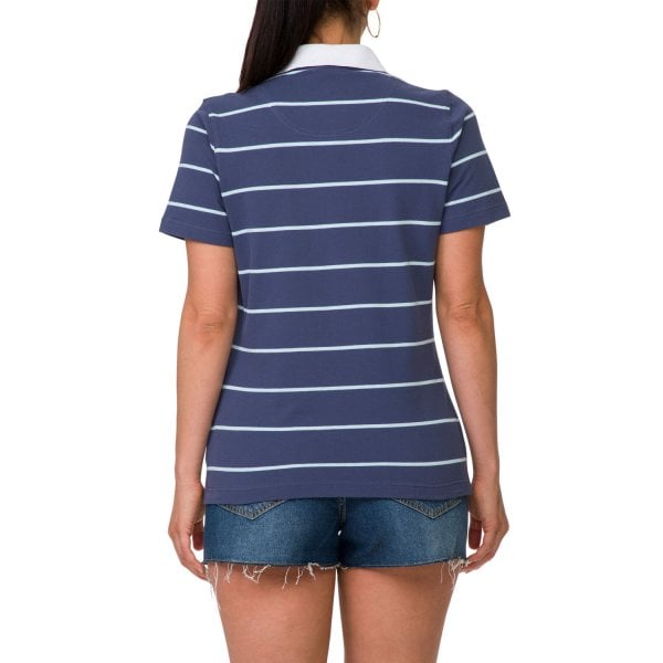 Womens Pinstripe Polo Blue