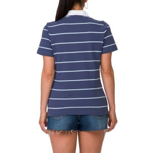 Womens Pinstripe Polo Blue