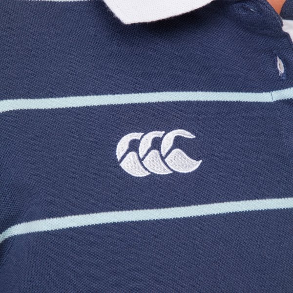 Womens Pinstripe Polo Blue