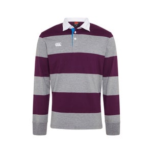 MENS HOOPED RUGBY JERSEY GREY - S