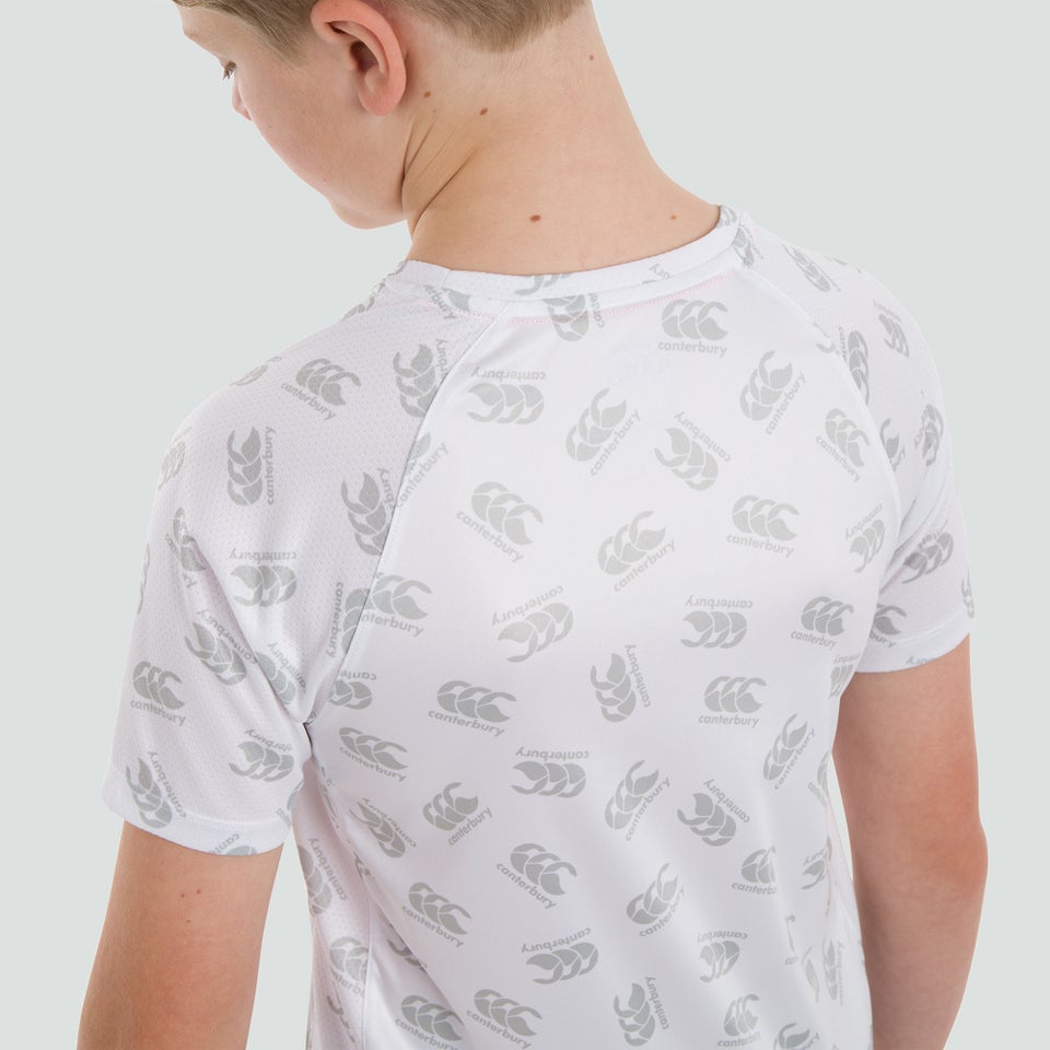 Junior Unisex Vapodri Superlight Aop Tee White