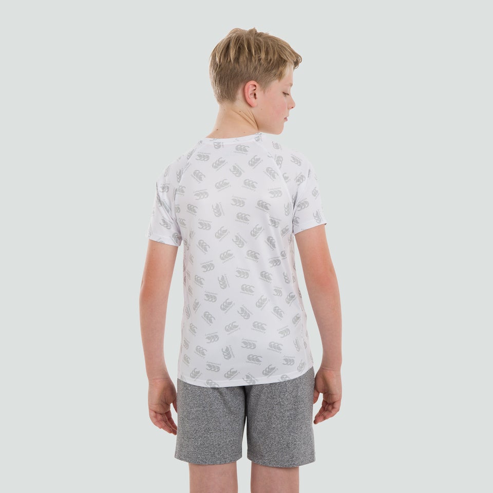 Junior Unisex Vapodri Superlight Aop Tee White