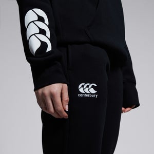 Womens Tapered Cuffed Fleece Pants Black