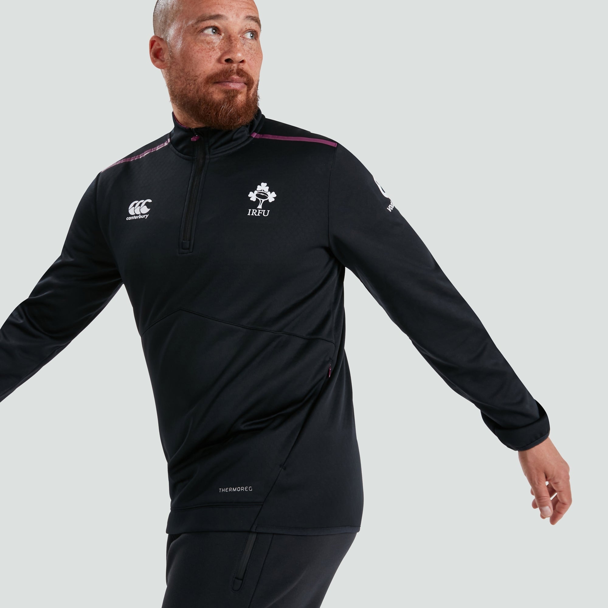 Mens Ireland 1/4 Zip Top Black | Canterbury