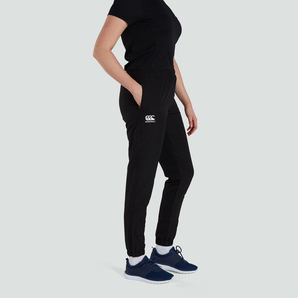 Womens Club Plain Tapered Cuff Track Pants Black