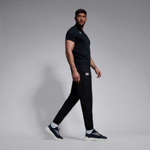 MENS CLUB PLAIN TAPERED CUFF TRACK PANTS BLACK - XS