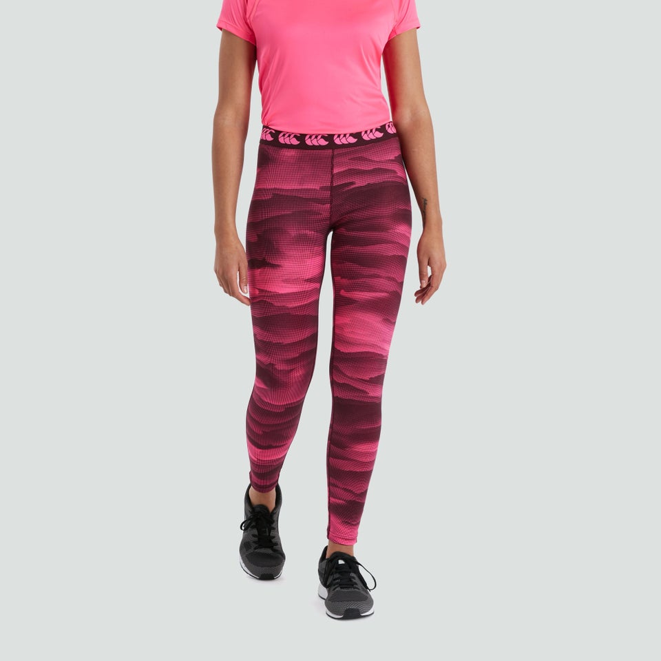 Womens Vapodri Printed Full Length Tights Pink