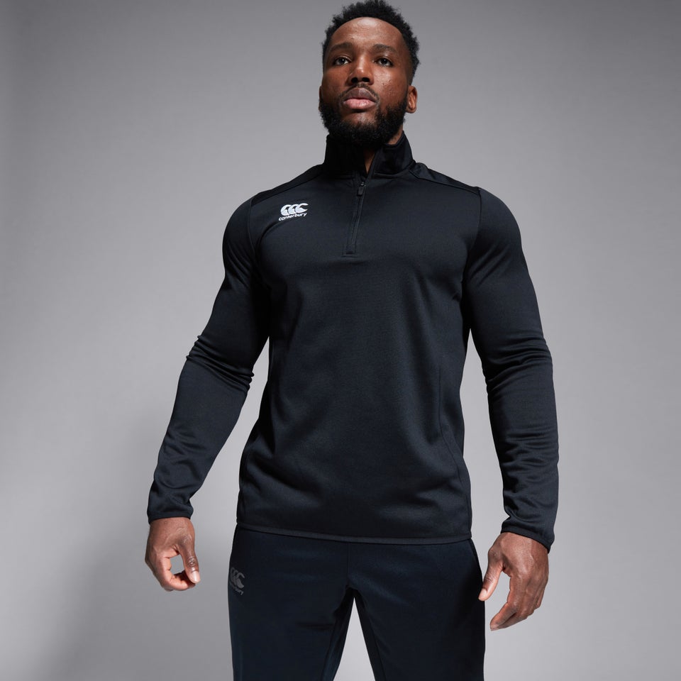 Mens Club 1/4 Zip Mid Layer Training Top Black