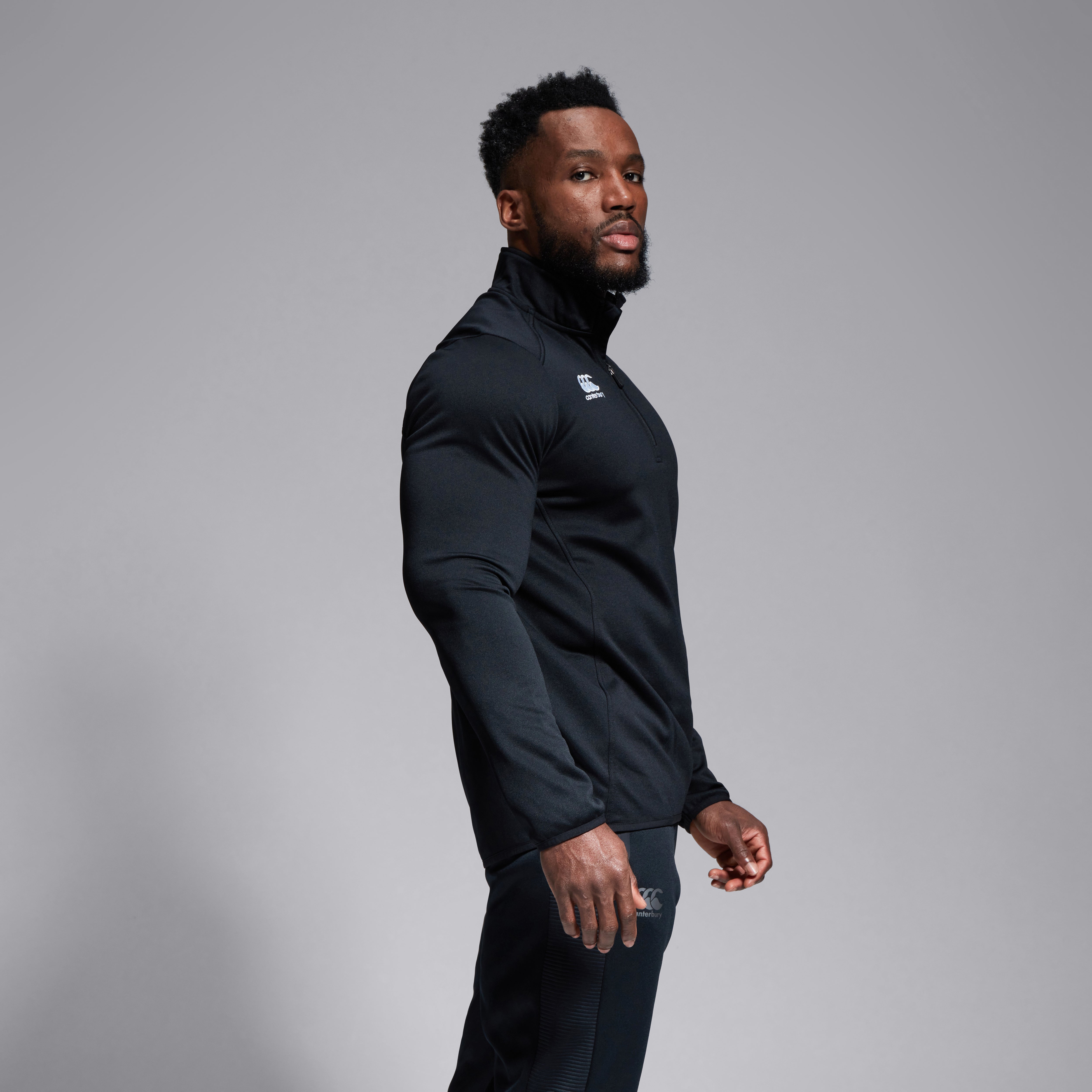 Mens Club 1/4 Zip Mid Layer Training Top Black | Canterbury