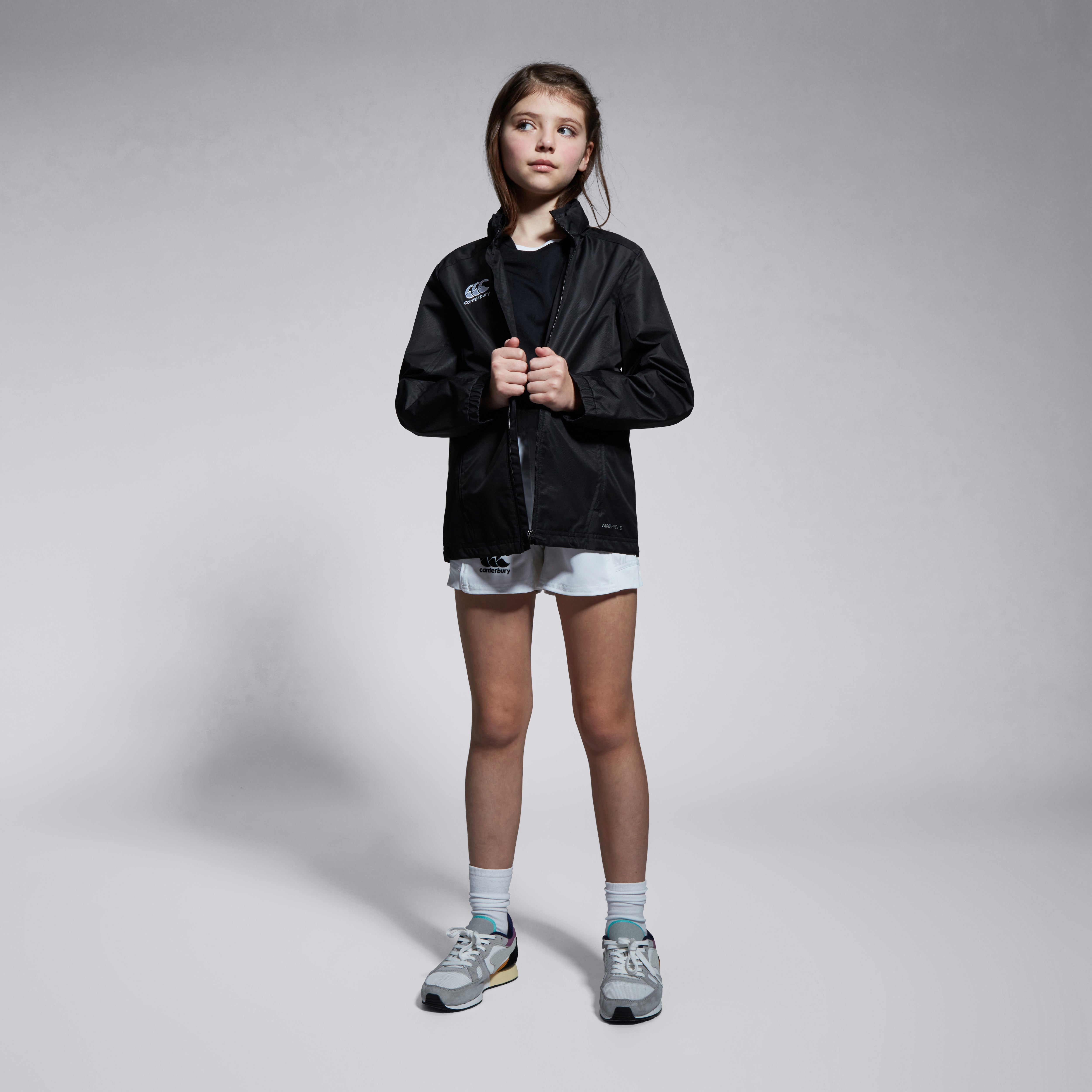 Junior Unisex Club Vaposhield Full Zip Rain Jacket Black | Canterbury
