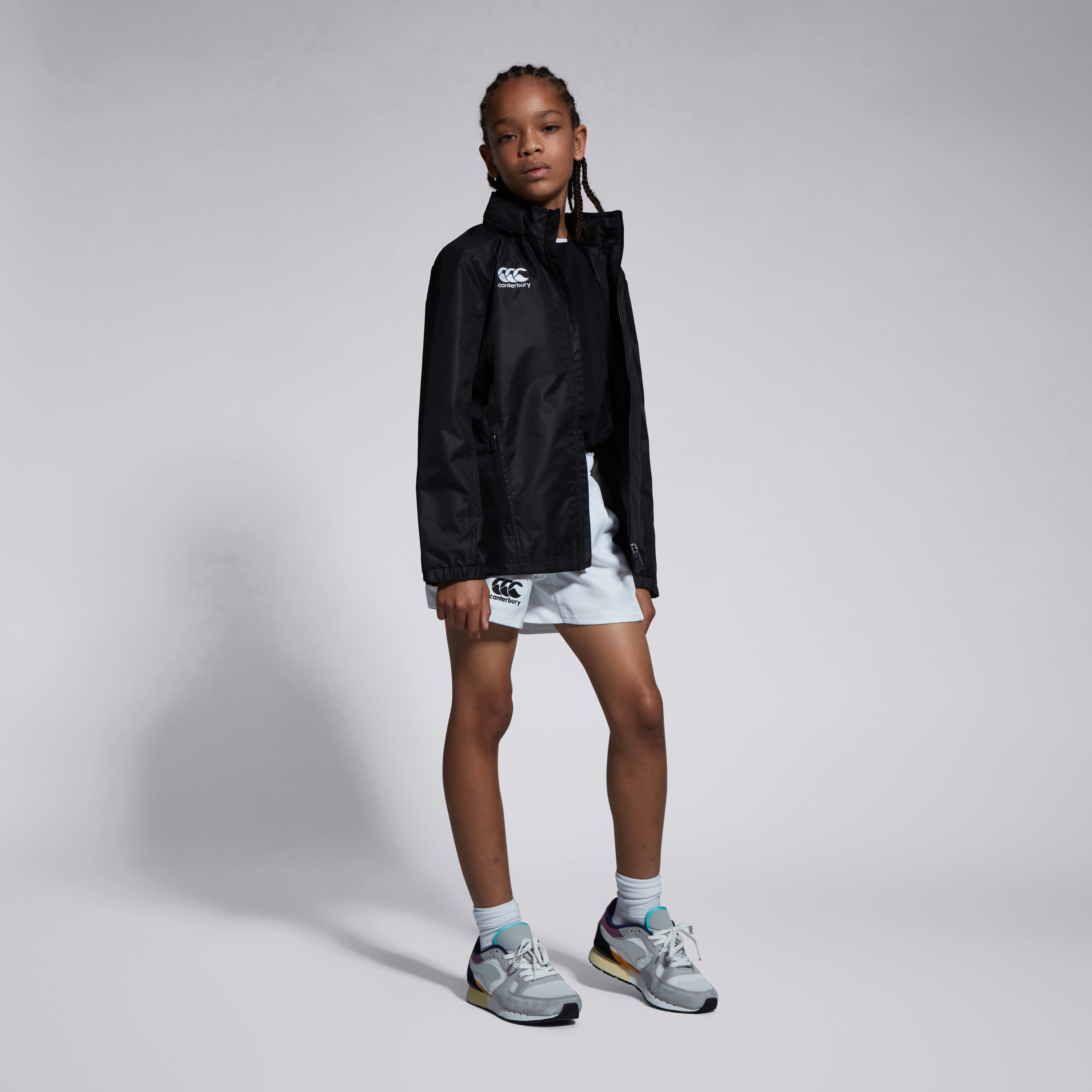 Junior Unisex Club Vaposhield Full Zip Rain Jacket Black | Canterbury