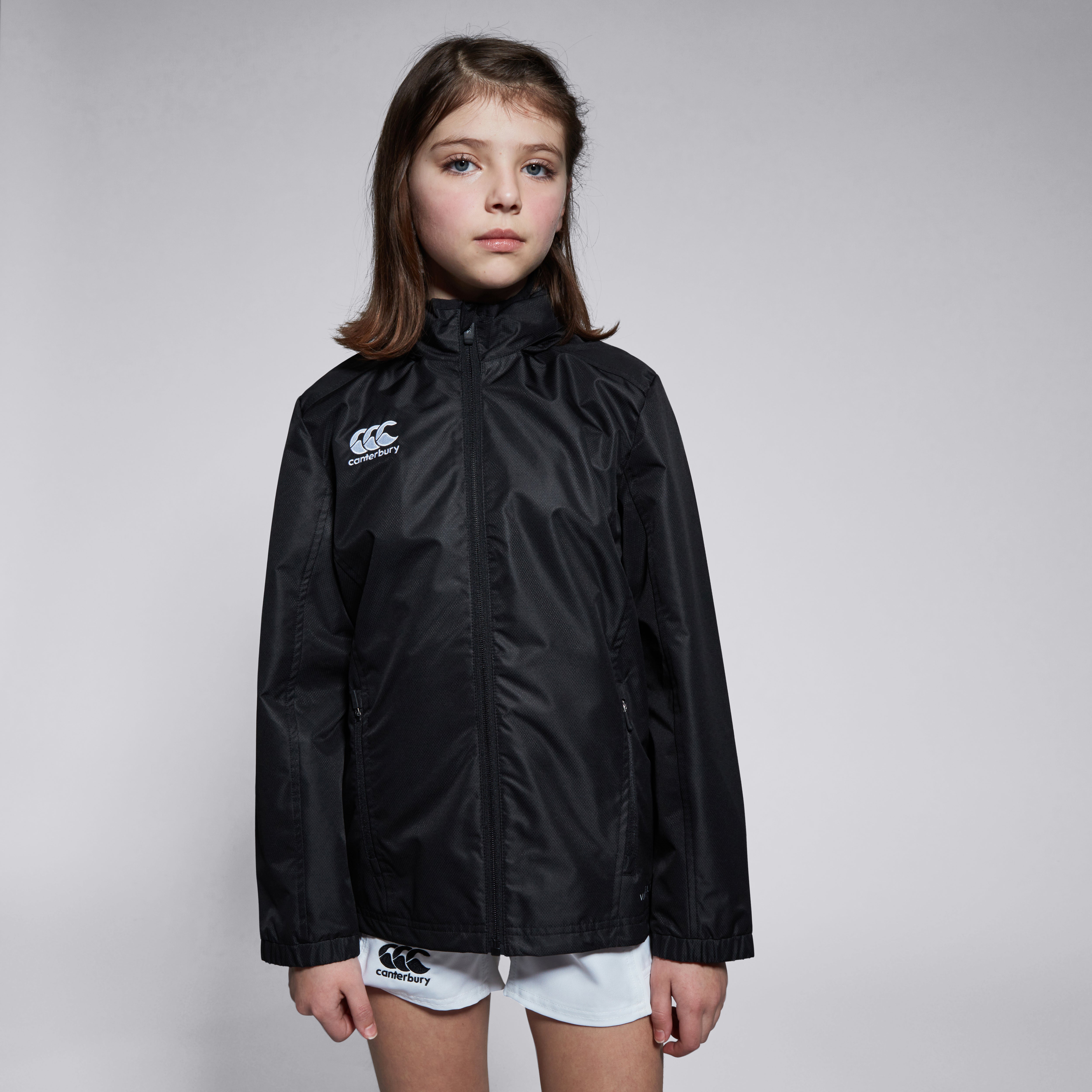 Junior Unisex Club Vaposhield Full Zip Rain Jacket Black | Canterbury