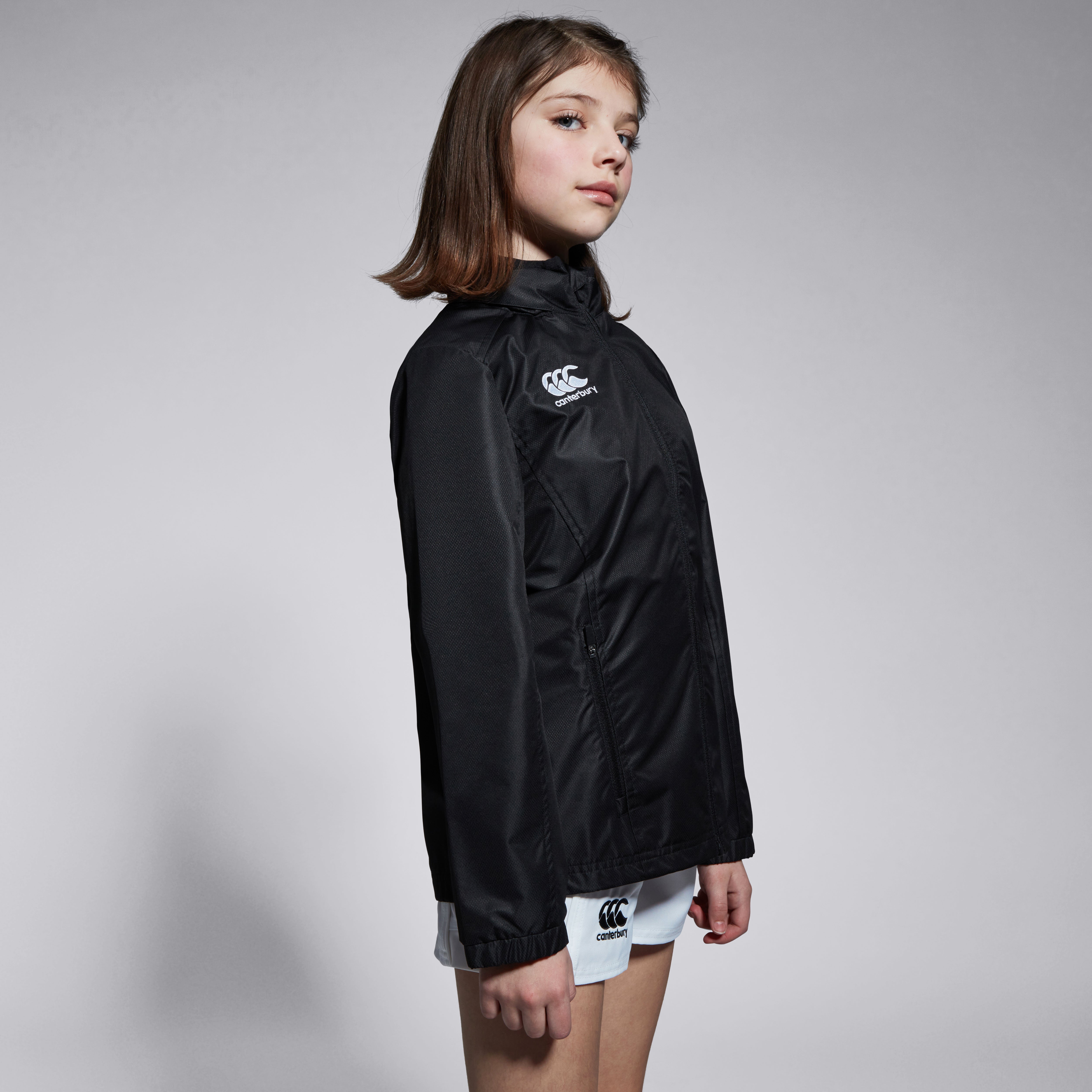 Junior Unisex Club Vaposhield Full Zip Rain Jacket Black | Canterbury