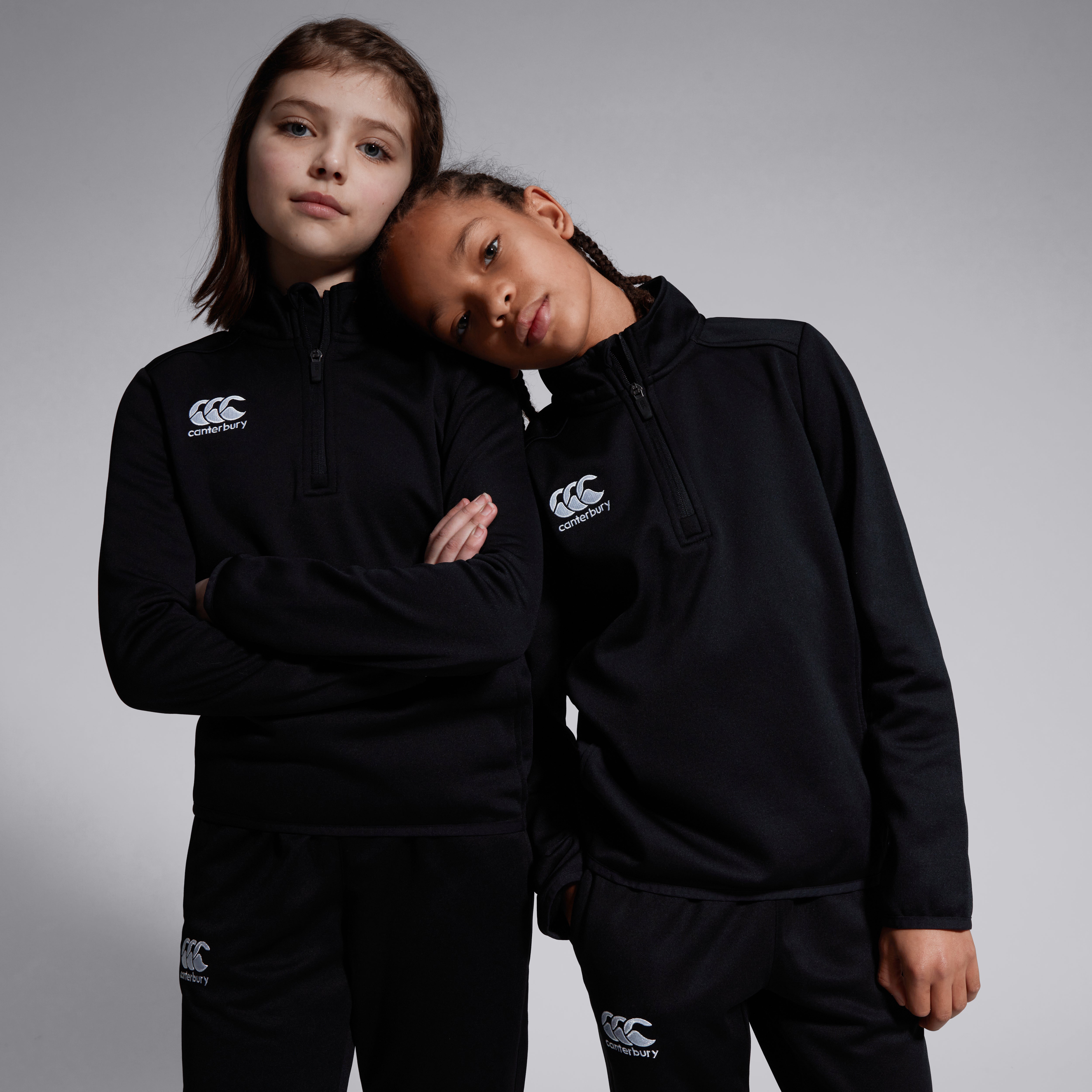 Junior Unisex Club 1/4 Zip Midlayer Training Top Black | Canterbury