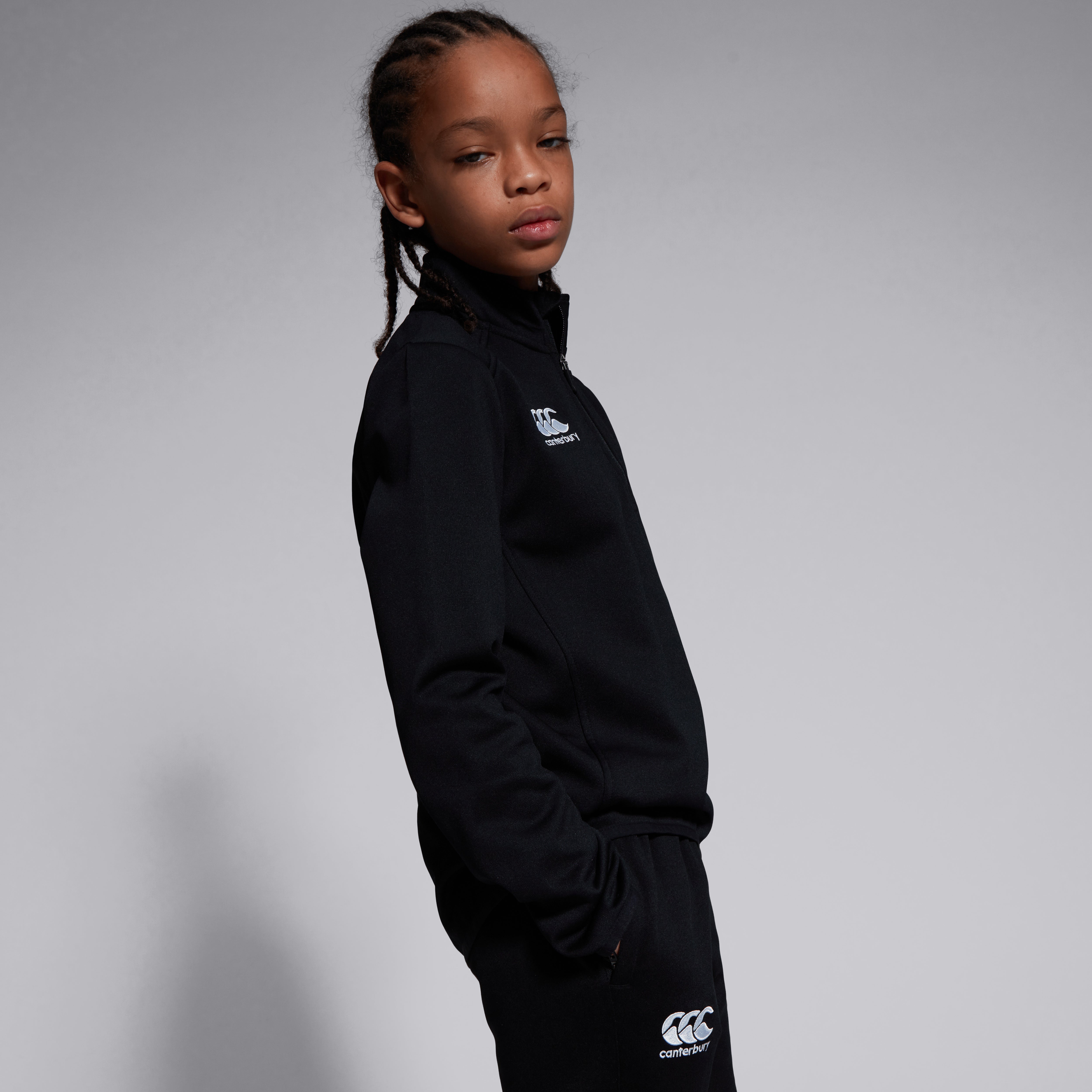 Junior Unisex Club 1/4 Zip Midlayer Training Top Black | Canterbury