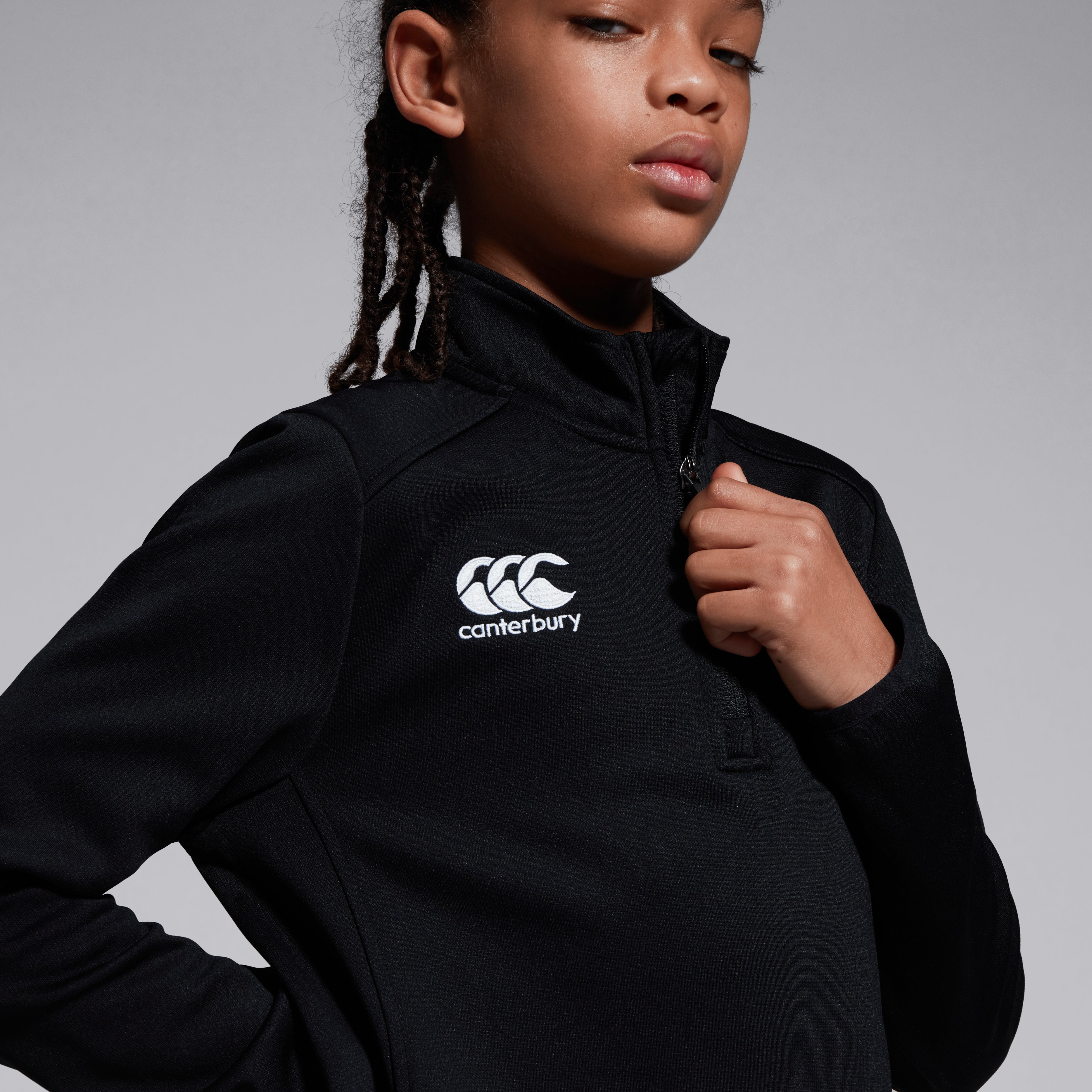Junior Unisex Club 1/4 Zip Midlayer Training Top Black | Canterbury