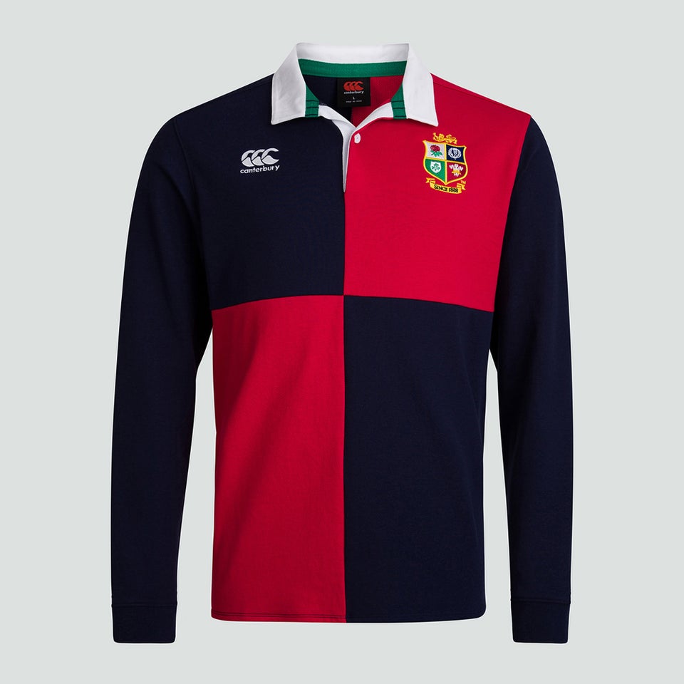 Mens British & Irish Lions Harlequin Long Sleeved Cotton Jersey Blue