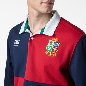 Mens British & Irish Lions Harlequin Long Sleeved Cotton Jersey Blue