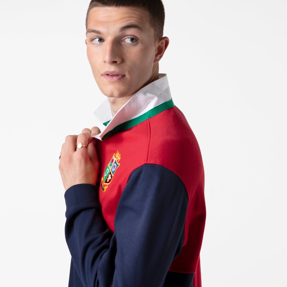 Mens British & Irish Lions Harlequin Long Sleeved Cotton Jersey Blue