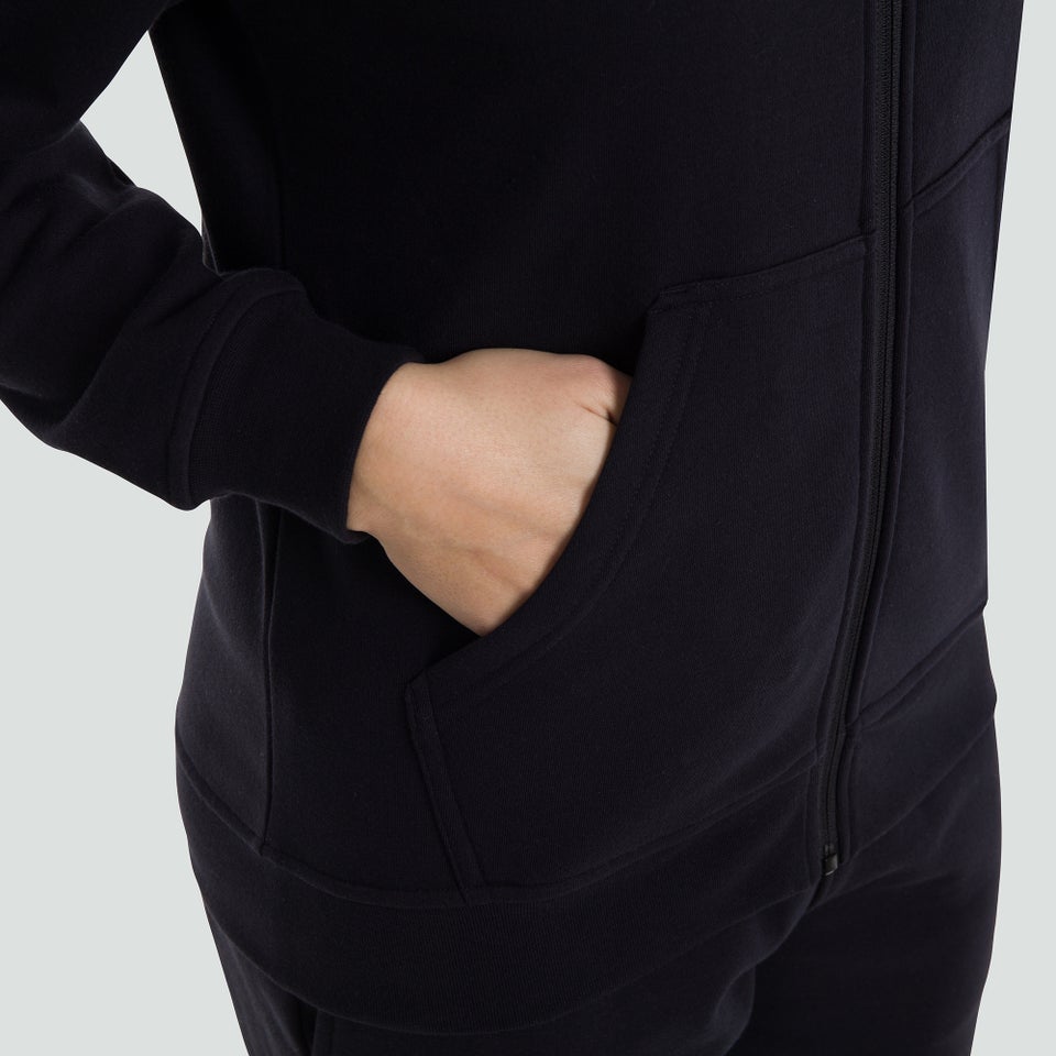 Womens Zip Thru Fleece Hoody Black