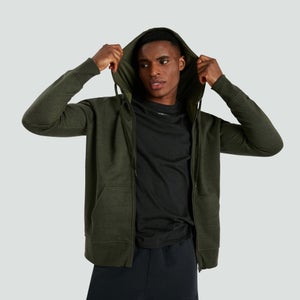 Mens Zip Thru Fleece Hoody Green