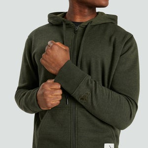 Mens Zip Thru Fleece Hoody Green