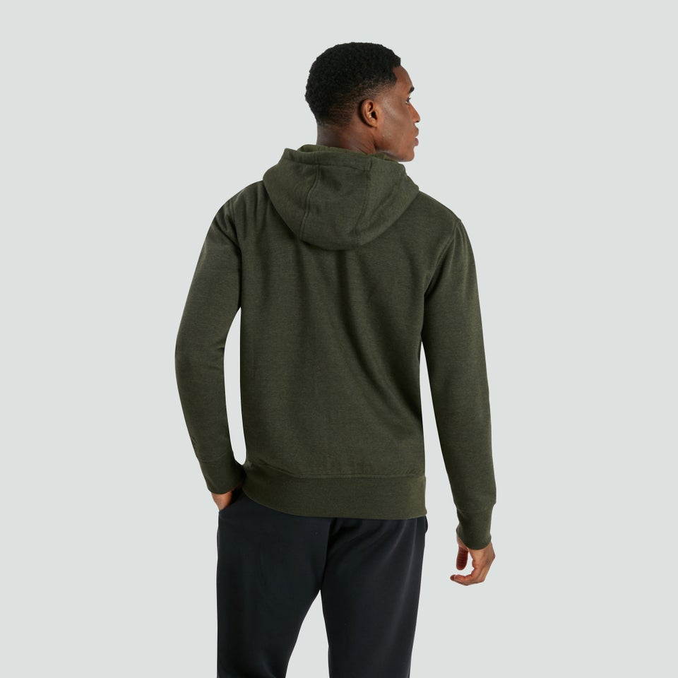Mens Zip Thru Fleece Hoody Green