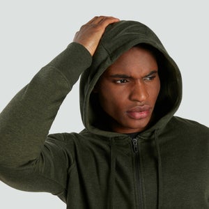 Mens Zip Thru Fleece Hoody Green