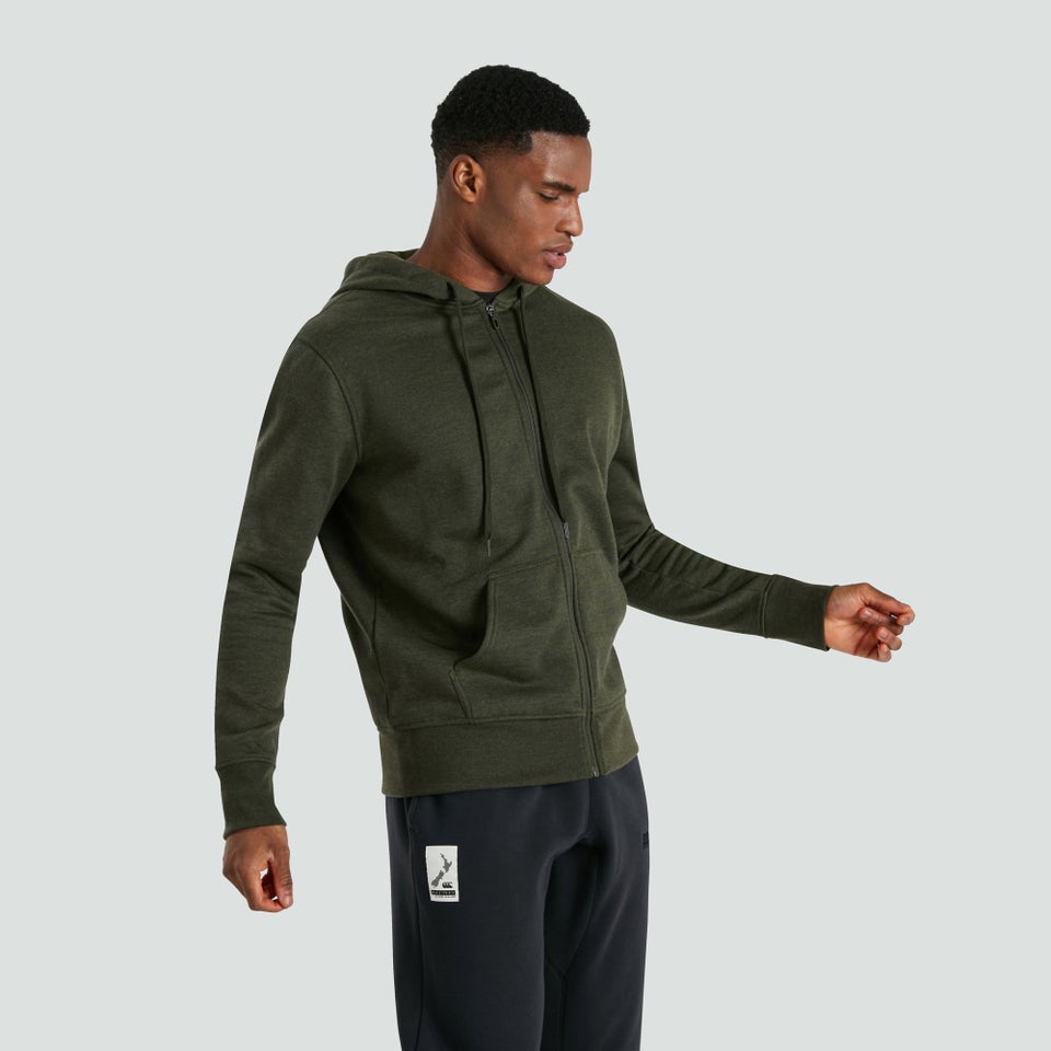 Mens Zip Thru Fleece Hoody Green