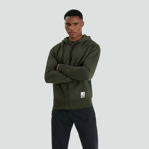 Mens Zip Thru Fleece Hoody Green