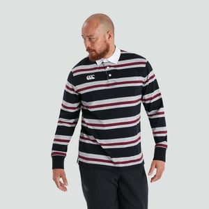 Mens Long Sleeved Retro Striped Jersey Black