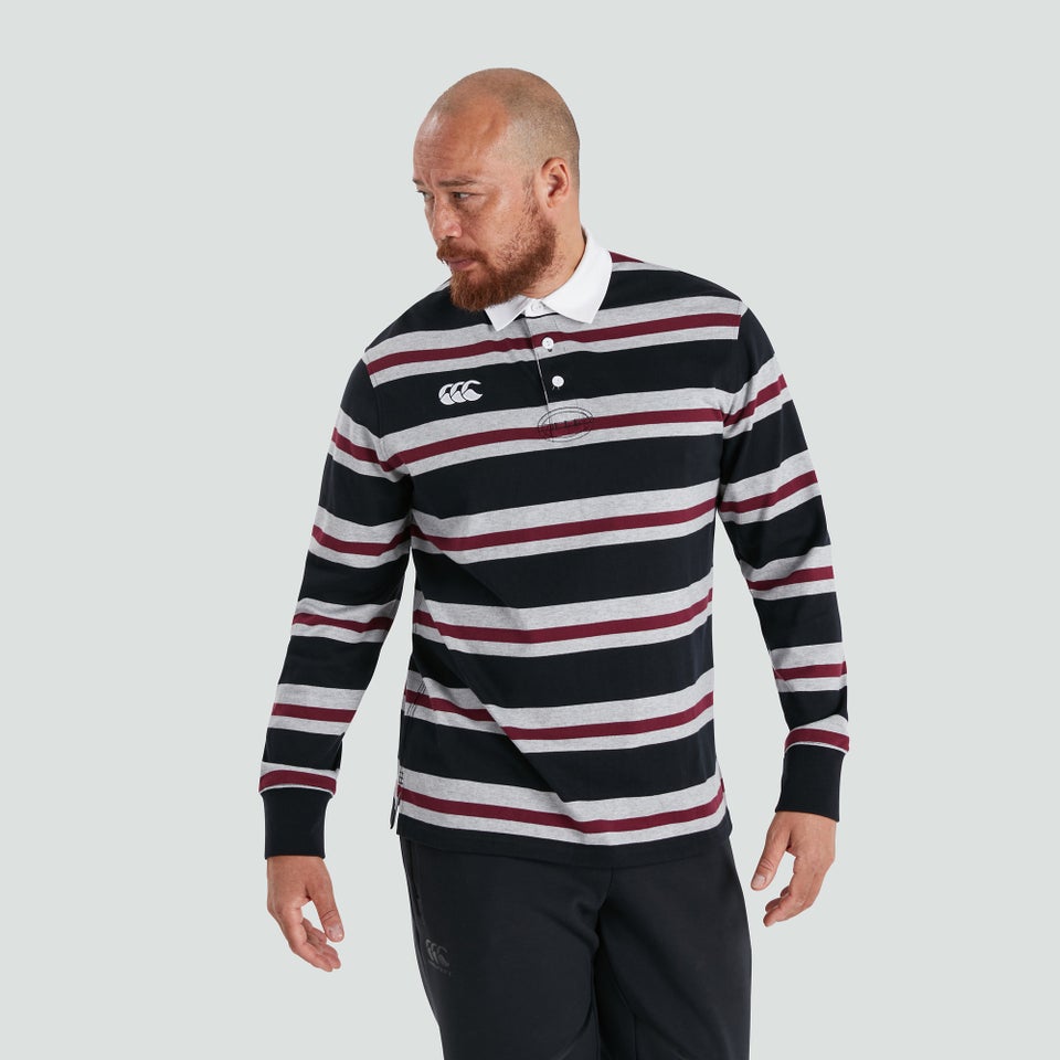 Mens Long Sleeved Retro Striped Jersey Black